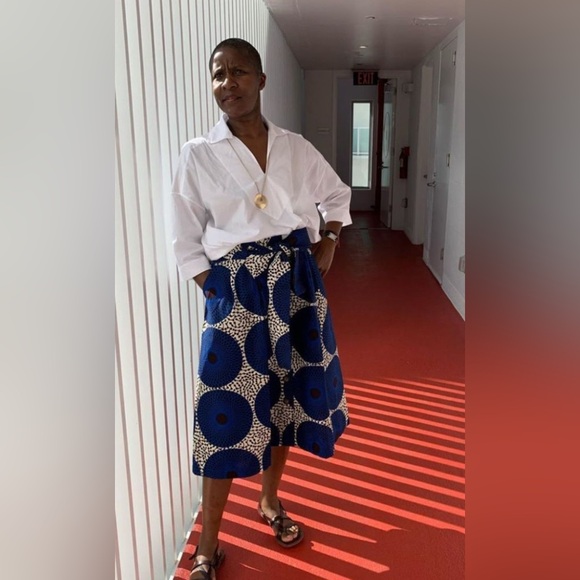 Odile Jacobs Belted Cotton Midi Skirt